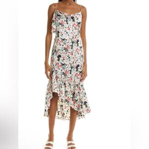 Cinq a Sept Silk Floral Asymmetrical Slip Dress. New without tags. Size US 4.